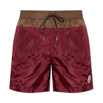 Moncler Beachwear, male, Red, Size: 2XL Logo Patch Swim Shorts