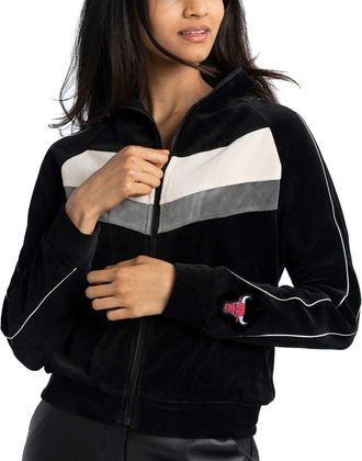 Lusso Womens Lusso Black Chicago Bulls Nixie Chevron Color-Block Raglan Full-Zip Track Jacket at Nordstrom, Size Xx-Large