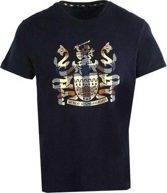 Aquascutum Heren Aldis Geruit Logo T-Shirt (Marine)