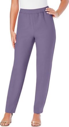 Roaman's Plus Size Classic Bend Over Structured Straight Leg Pull-On Pant in Soft Grape at Nordstrom, Size 42Short