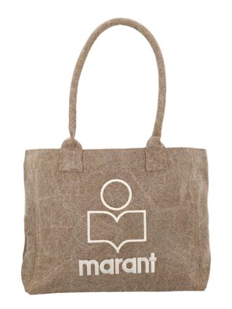 Isabel Marant Bordeaux Prominent Logo Cotton Tote Bag