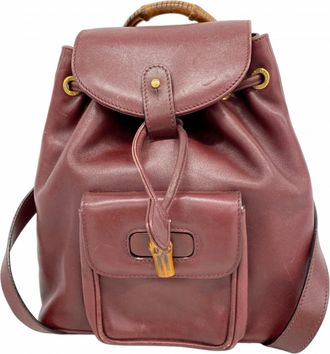 Gucci Bordeaux Leather Backpack (Pre-Owned)