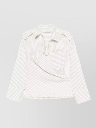 Iro lace stripe cotton shirt wrap detail