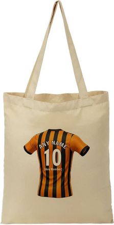 Unigift Personalised Gift - Kingston upon Hull Fan Tote Shopping Bag (Amber and Black Football Jersey Design) Custom Name - East Yorkshire HU3 Club