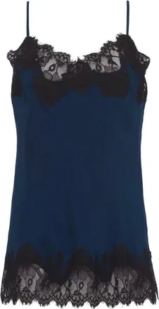 Gold Hawk Canotta Marilyn in Seta con Dettagli in Pizzo a Contrasto - - Tops - Donna - Blu - L