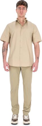 A.P.C. Beige Short-Sleeve Cotton Poplin Shirt