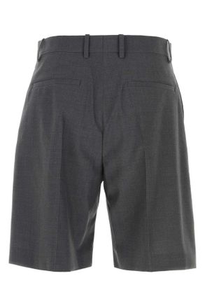 Jil Sander Mens Dark Grey Wool Bermuda Shorts Stonegrey Exterior: Virgin