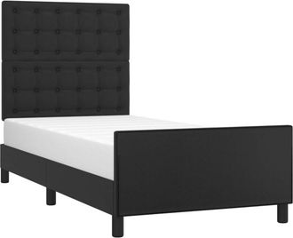 vidaXL Vidaxl - Estructura de cama sin colchón cuero sintético negro 90x190 cm