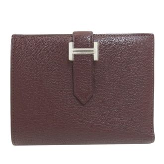 Herm&egrave;s Bordeaux Chevre Leather Wallet (Bi-Fold) (Pre-Owned)