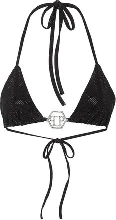 Philipp Plein Top Bikini Stones - Dames - Bikinis - Zwart - L - Katoen - Badmode