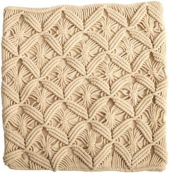 Nearly Natural 18-in Boho Diamond Woven Macrame Decorative Pillow Cover in Beige at Nordstrom