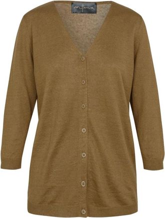 Cortana Noa Cardigan - Dames - Vesten - Groen - M - Linnen - Truien & Vesten