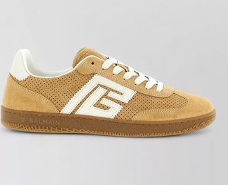 Balmain suede sneakers perforated design rubber sole