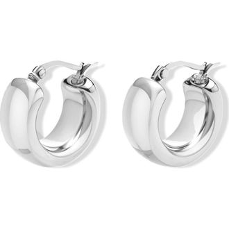 BEN ONI Polished Bold Huggie Hoops in Silver at Nordstrom