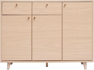 Miliboo Mueble De Almacenaje De Entrada Con Acabado De Roble Claro Y Metal Dorado 110 Cm Silvestre