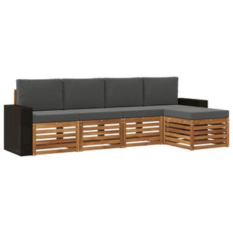 vidaXL Conjunto De Sof&aacute;s De Exterior 5 Pcs Natural Y Antracita Vidaxl