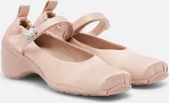 Simone Rocha Ballet Runner crystal-embellished satin pumps