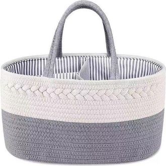 OEM Cesta Para Pa&ntilde;ales Con Asas: Cesta Para Guardar Art&iacute;culos Esenciales De Beb&eacute;, Organizador De Escritorio Y Bolsa Port&aacute;til Coche (36 X 22 X 18 Cm)