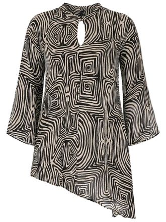 Elena Miro Abstract Geometric Black/Beige Pattern Tunic