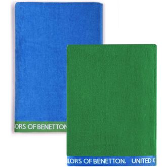 Benetton Set 2 Toalla De Playa 90x160cm 380gsm Velour 100%algodon Casa
