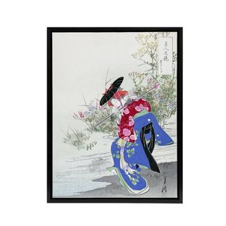 Artery8 The Fox Spirit Geisha Dance Framed Canvas Wall Art Print Ogata Gekko | Size: W24 x H32