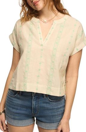 Lucky Brand Floral Stripe Woven Shirt in Cream at Nordstrom, Size Xx-Large