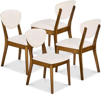 Best Choice Products Set of 4 Wooden Dining Chairs, Wood Modern Farmhouse Upholstered Chairs