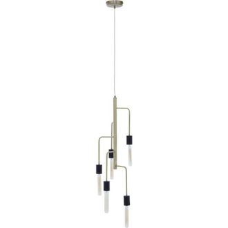 Premier Housewares Ceiling Lights Black Finish Brass Pendant Light With 5 Tubular Bulbs Antique Ceiling Lighting Contemporary Pendant Hanging
