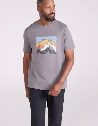Mountain Warehouse Mens Mountain Warehouse Mens Linear Organic T-Shirt - Blue - Size: 44