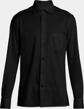 Kiton Men & apos;s Cotton Jersey Pocket Button-Down Shirt