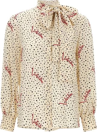 Valentino Garavani Plus De Pois Crepe de Chine Bubble Shirt - Dames - Overhemden - Veelkleurig - S - Overhemden