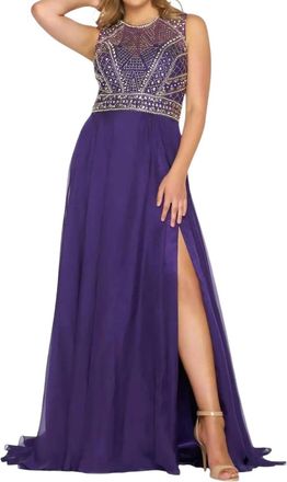 Mac Duggal Beaded Illusion Sweetheart Ball Gown - Plus In Purple