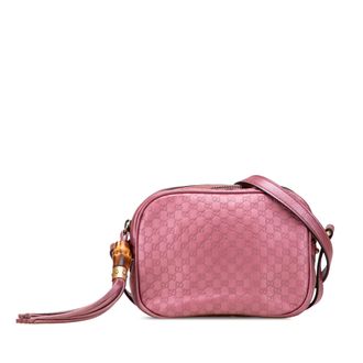 Gucci Pre-owned Womens Bamboo Crossbody Signature Bag - Rose Gold Leather - One Size