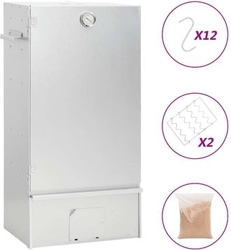 vidaXL Horno Ahumador Astillas Madera Acero Galvanizado 44,5x29x83 Cm Vidaxl