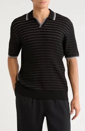 DKNY Dyson Johnny Collar Polo in Black at Nordstrom Rack, Size X-Large