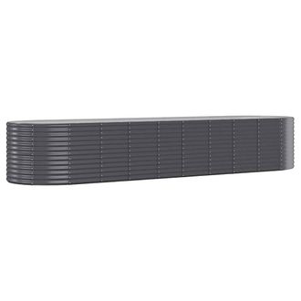 Berkfield Home Garden Raised Bed Powder-coated Steel 396x100x68 cm Anthracite in Dark Grey | Size: 396 x 100 x 68 cm