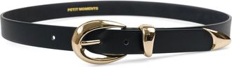 Petit Moments Marisa Leather Belt in Black/gold at Nordstrom, Size X-Small/small