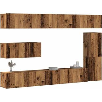 vidaXL Conjunto De Mueble De Tv 7 Piezas Montado La Pared Madera Vieja