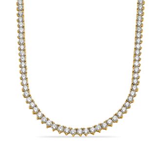 Diamond2Deal 14K Yellow Gold 7CT Lab Grown Diamond Straight Line Tennis Necklace 18