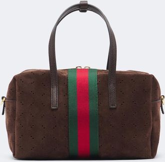 Gucci Web Stripe Small suede top-handle bag