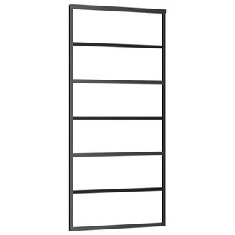 Berkfield Home Sliding Door with Hardware Set 90x205 cm ESG Glass&Aluminium in Black