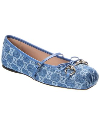 Gucci Horsebit Denim Ballet Flat