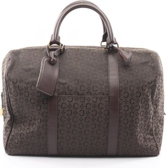 Celine Brown Canvas Leather Boston Bag (Pre-Owned)