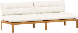 vidaXL Unidad Sof&aacute; Medio 2 Uds. Natural Y Crema Madera De Acacia Vidaxl