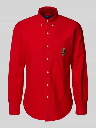 Polo Ralph Lauren Custom Fit Freizeithemd mit Motiv-Stitching in Rot, Gr&ouml;&szlig;e L