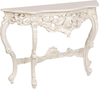 Biscottini International Mesa Consola De Madera Acabado Blanco Antiguo Made In Italy