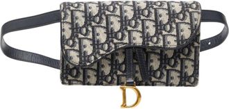 Dior Beige Navy Canvas Leather Fanny Pack Sling Bag (Pre-Owned)