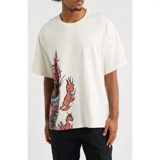 Yohji Yamamoto Graphic Short Sleeve Cotton T-Shirt in Chalk White at Nordstrom, Size Xx-Large