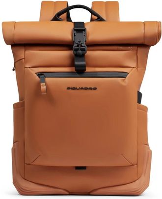 Piquadro Corner 2.0 Rolltop Rugzak 15-6 - Heren - Rugzakken - Bruin - ONE Size - Polyester - Tassen