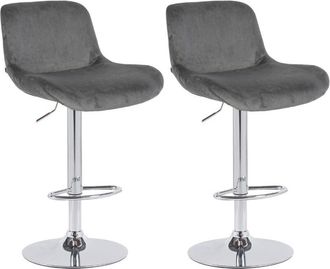 Clp Clp - Lote De 2 Taburetes De Bar Solon Cromados Gris Oscuro Terciopelo